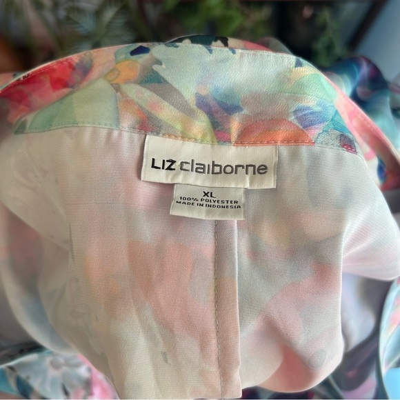 Liz Claiborne Floral Casual House Dress Women's XL with Pockets and Pink & Blue - Picture 6 of 7